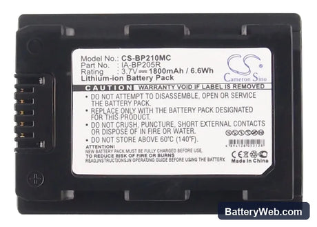 Samsung SMX-F50 Replacement Battery, 3.7V, 1800mAh, Li-ion 5