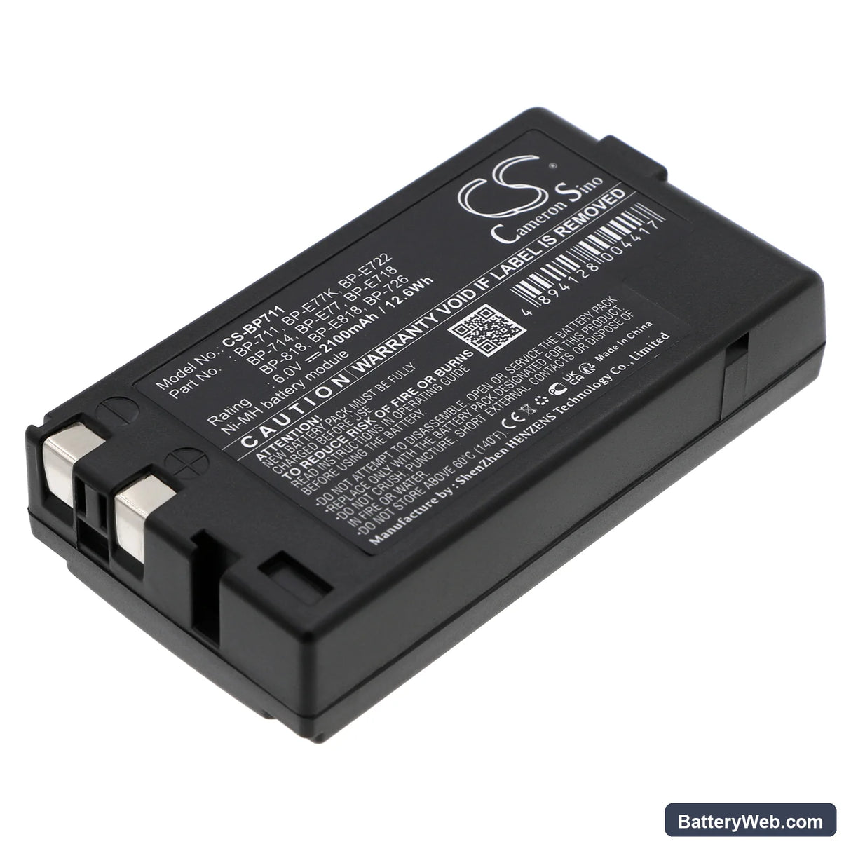 Canon E06 Replacement Battery, 6V, 2100mAh, Ni-MH 1