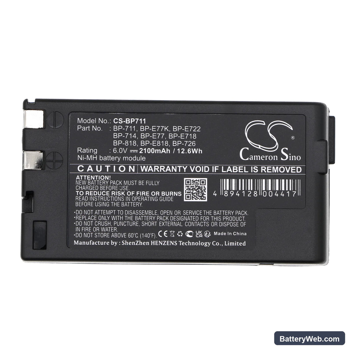 Canon E06 Replacement Battery, 6V, 2100mAh, Ni-MH 5
