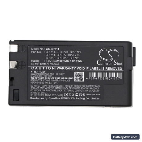 Canon E06 Replacement Battery, 6V, 2100mAh, Ni-MH 5