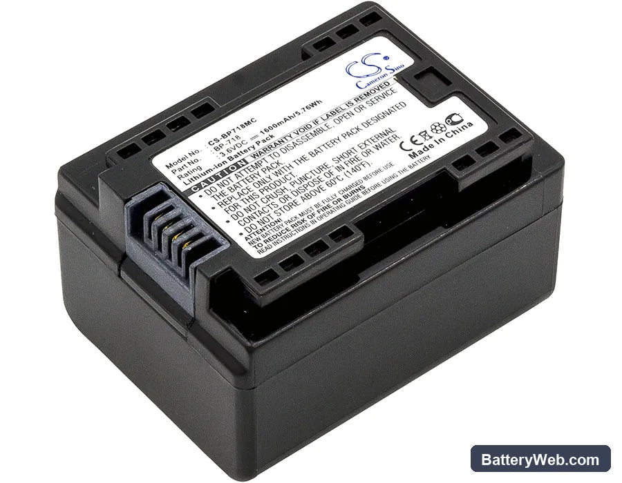 Canon VIXIA HF M52 Replacement Battery, 3.6V, 1600mAh, Li-ion 1