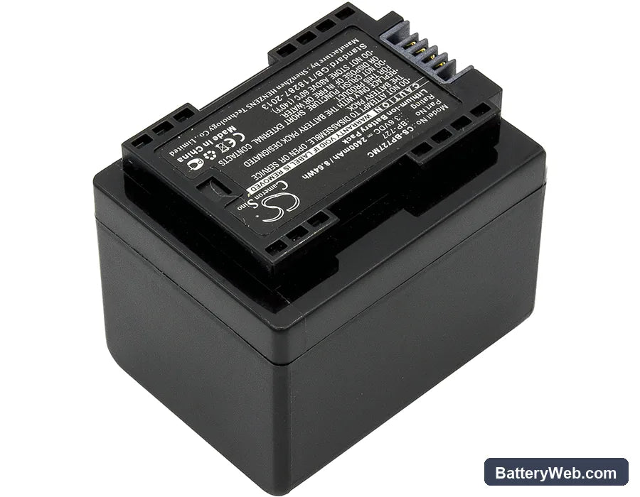 Canon VIXIA HF M52 Replacement Battery, 3.6V, 2400mAh, Li-ion 2