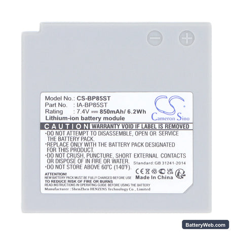 Samsung VP-HMX10 Replacement Battery, 7.4V, 850mAh, Li-ion 5