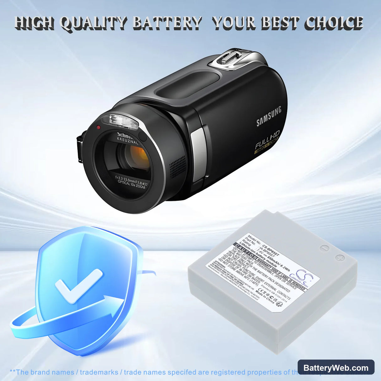 Samsung VP-HMX10 Replacement Battery, 7.4V, 850mAh, Li-ion 6