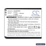 Samsung DV200 Replacement Battery, 3.7V, 700mAh, Li-ion 5