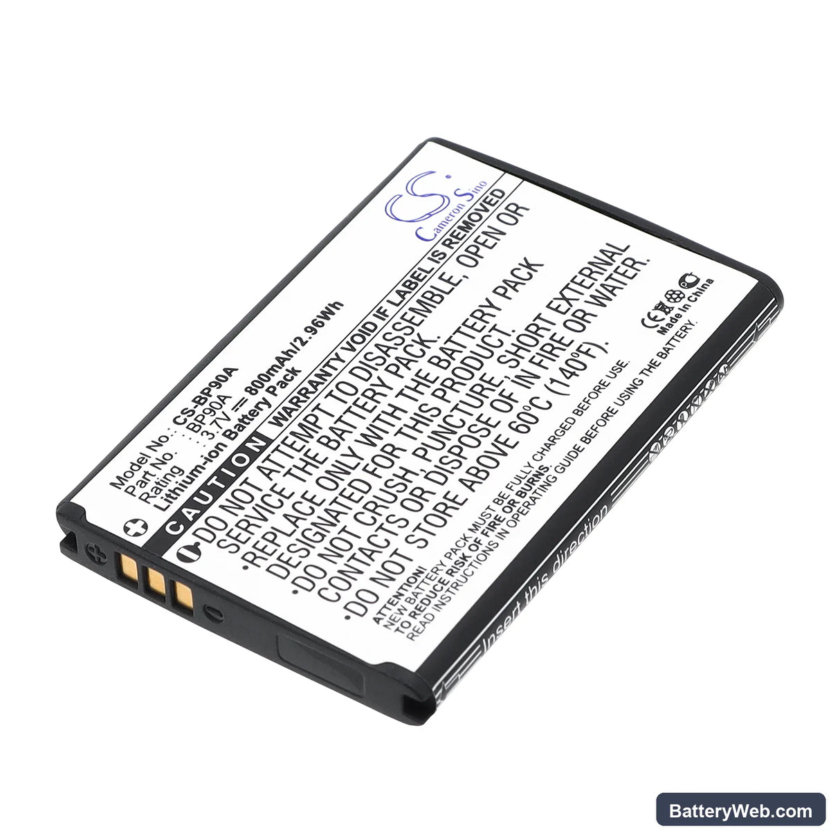 Samsung HMX-E10WP Replacement Battery, 3.7V, 800mAh, Li-ion 1