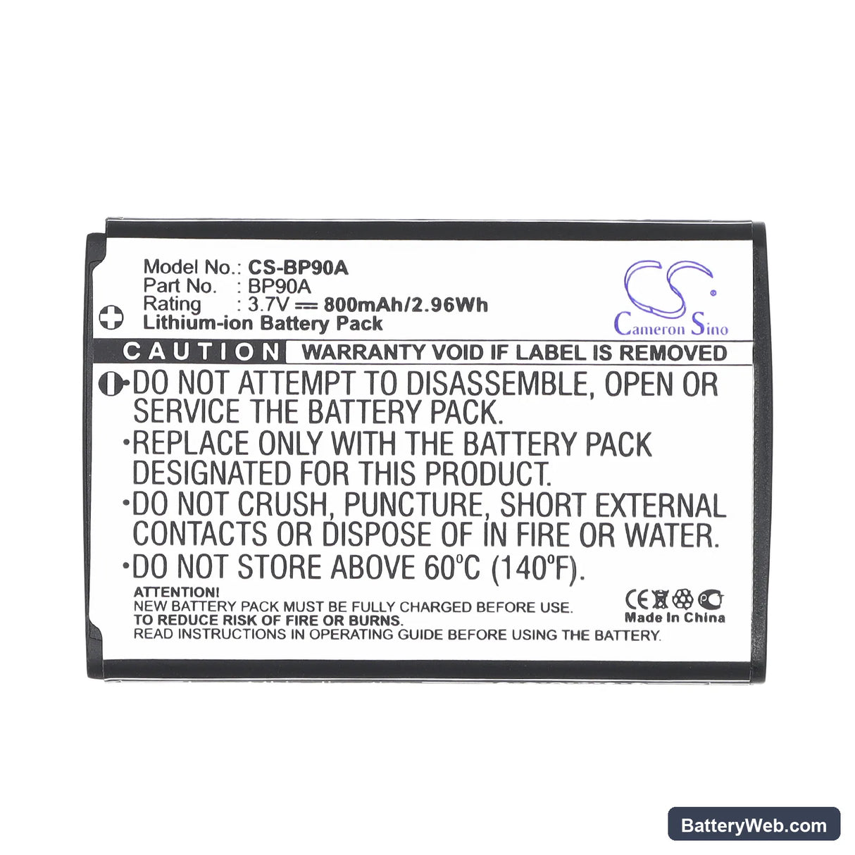Samsung HMX-E10WP Replacement Battery, 3.7V, 800mAh, Li-ion 5