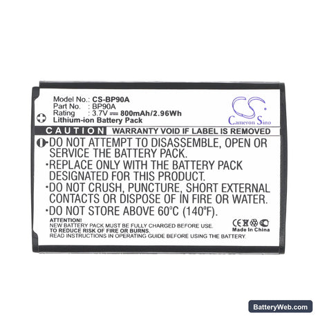 Samsung HMX-E10WP Replacement Battery, 3.7V, 800mAh, Li-ion 5