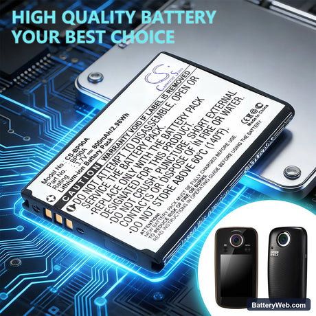 Samsung HMX-E10WP Replacement Battery, 3.7V, 800mAh, Li-ion 6