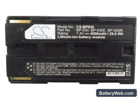 Canon G1000 Replacement Battery, 7.4V, 4000mAh, Li-ion 5