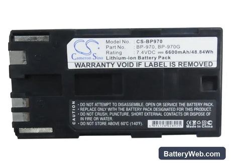 Canon ES-8000V Replacement Battery, 7.4V, 6600mAh, Li-ion 5