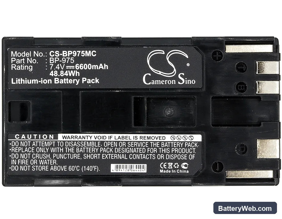 Canon C300 Mark I Replacement Battery, 7.4V, 6600mAh, Li-ion 5