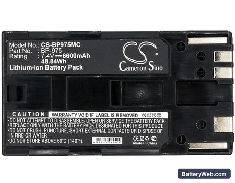 Canon C300 Mark I Replacement Battery, 7.4V, 6600mAh, Li-ion 5