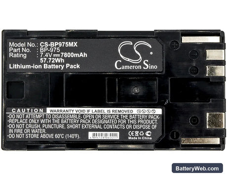 Canon XF100 Replacement Battery, 7.4V, 7800mAh, Li-ion 5