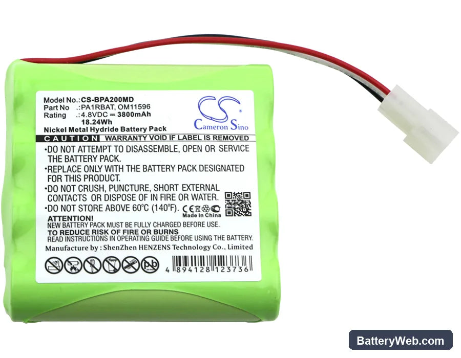 Bullard PA20 Air Purifying System Replacement Battery, 4.8V, 3800mAh, Ni-MH 3