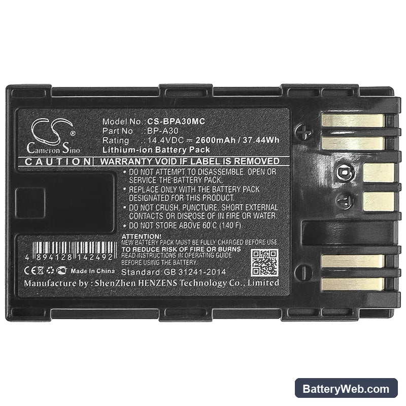 Canon CA-CP200L Replacement Battery, 14.4V, 2600mAh, Li-ion 5