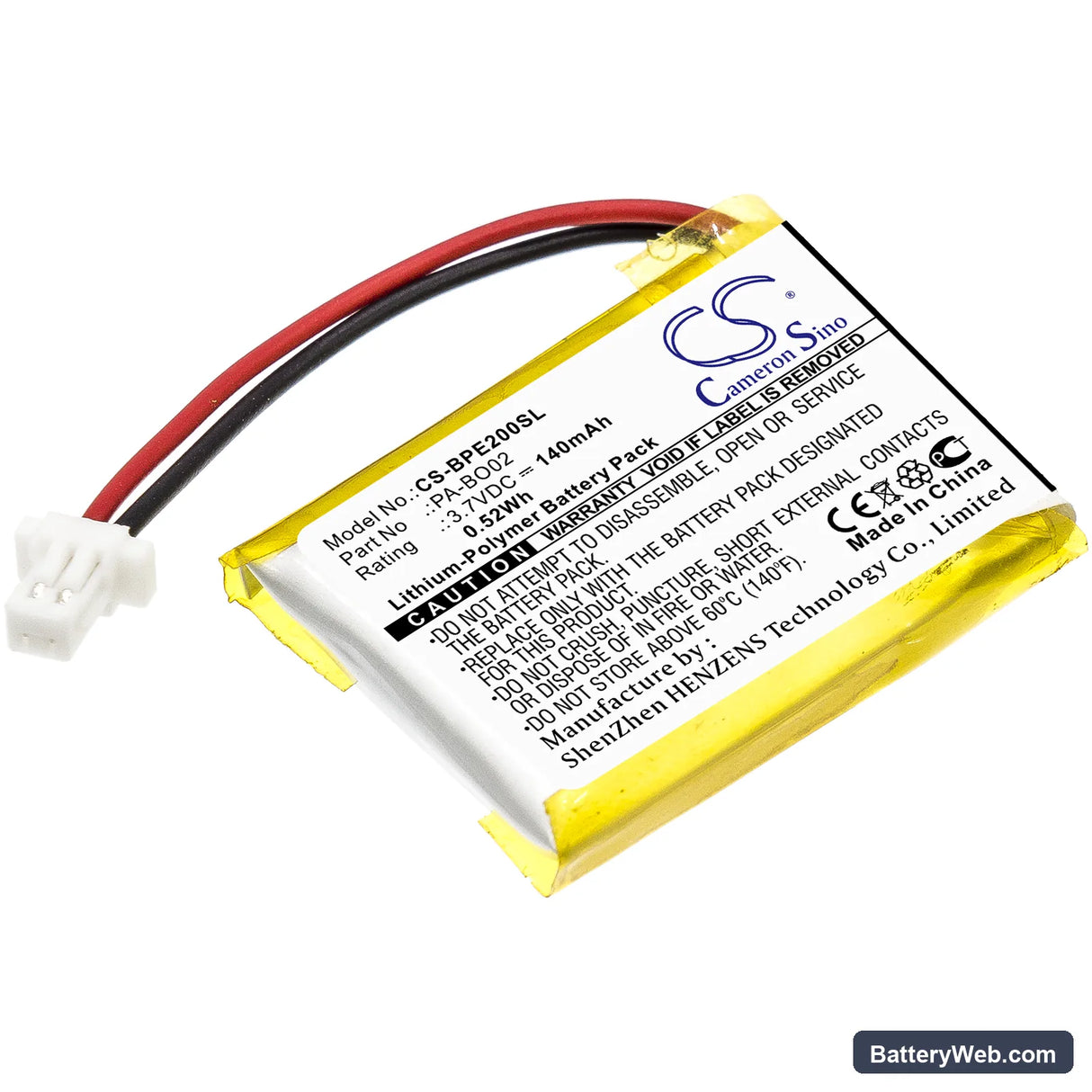 Bang & Olufsen EarSet 2 Replacement Battery, 3.7V, 140mAh, Li-Polymer 1
