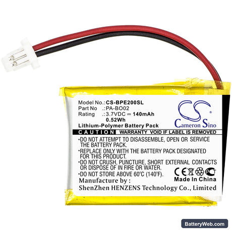 Bang & Olufsen EarSet 2 Replacement Battery, 3.7V, 140mAh, Li-Polymer 3