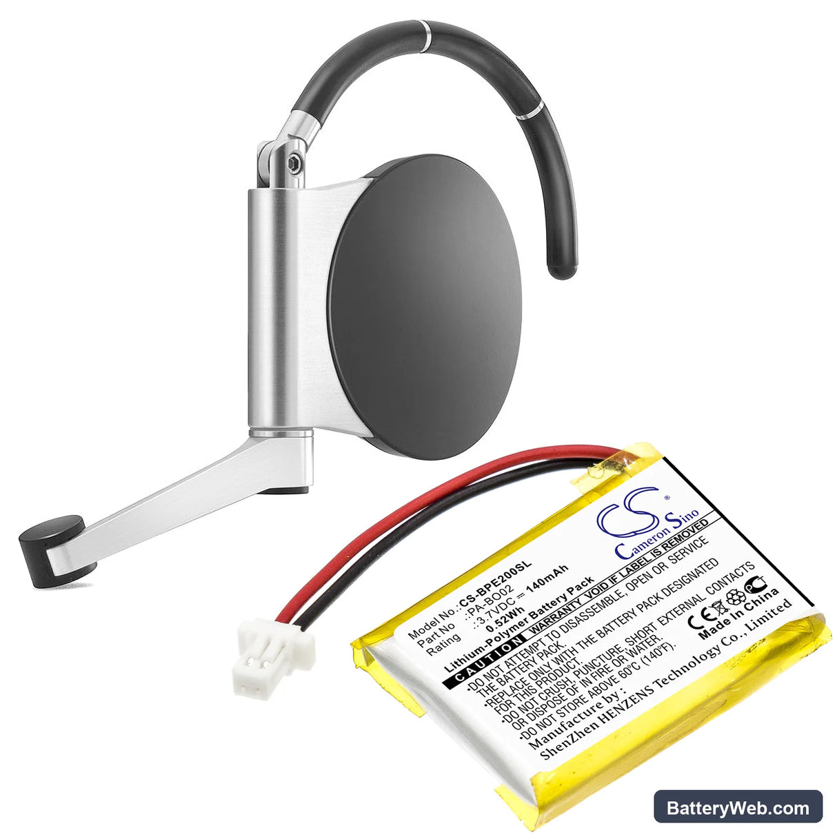 Bang & Olufsen EarSet 2 Replacement Battery, 3.7V, 140mAh, Li-Polymer 6