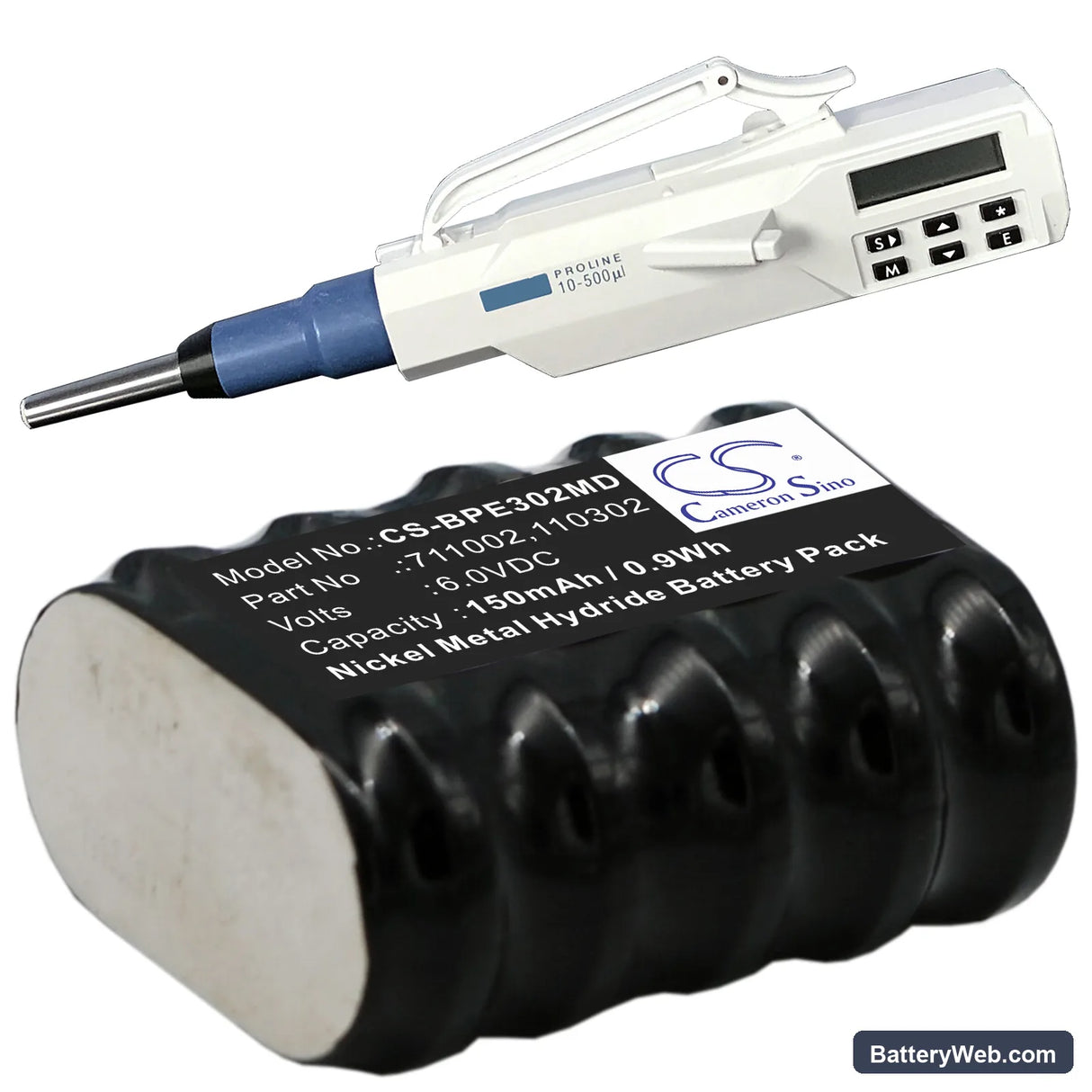 Eppendorf Response Model 4850 Replacement Battery, 6V, 150mAh, Ni-MH 6