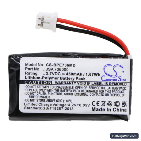 Biohit Picus Replacement Battery, 3.7V, 450mAh, Li-Polymer 3