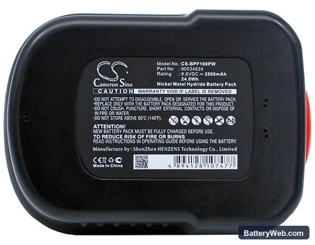 Firestorm BD14PSK Replacement Battery, 9.6V, 2500mAh, Ni-MH 5