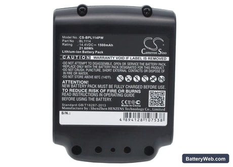 Black & Decker ASL146BT12A Replacement Battery, 14.4V, 1500mAh, Li-ion 1