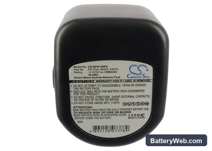 Black & Decker CD1202GK Replacement Battery, 12V, 3300mAh, Ni-MH 5