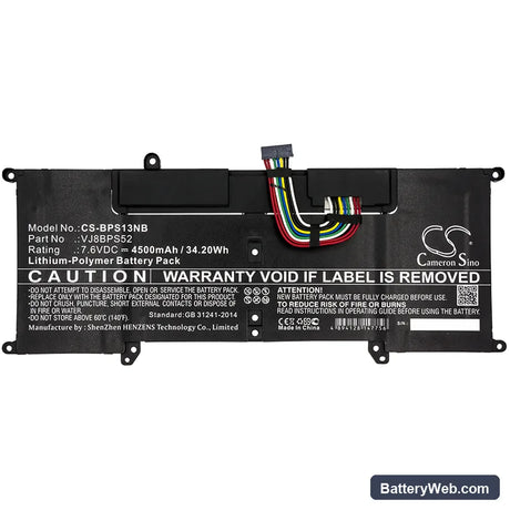 Sony VAIO S11 Replacement Battery, 7.6V, 4500mAh, Li-Polymer 3