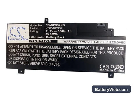 Sony VAIO-CA46 Replacement Battery, 11.1V, 3600mAh, Li-ion 5