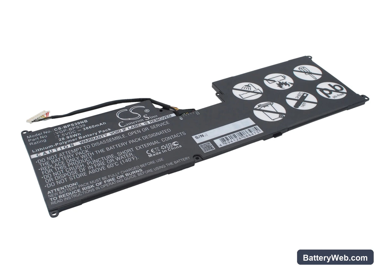 Sony VAIO Tap 11 Replacement Battery, 7.5V, 3860mAh, Li-Polymer 2