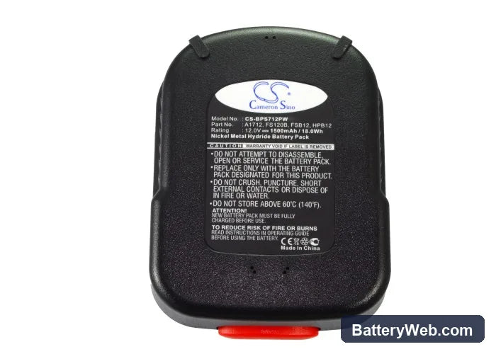 Black & Decker BD12PSK Replacement Battery, 12V, 1500mAh, Ni-MH 5