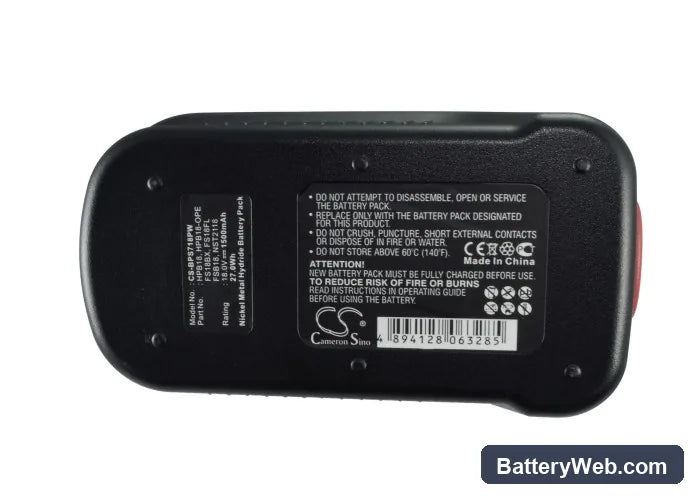 Black & Decker BDGL1800 Replacement Battery, 18V, 1500mAh, Ni-MH 4