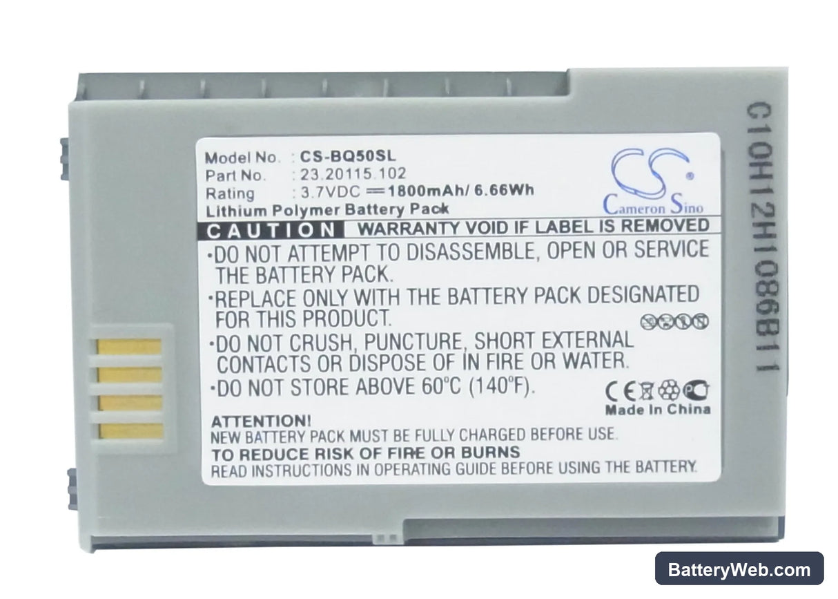 BenQ P50 Replacement Battery, 3.7V, 1800mAh, Li-Polymer 5