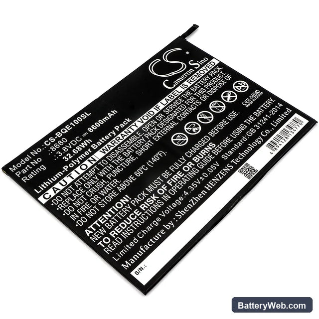 BQ E10 Replacement Battery, 3.8V, 8600mAh, Li-Polymer 1