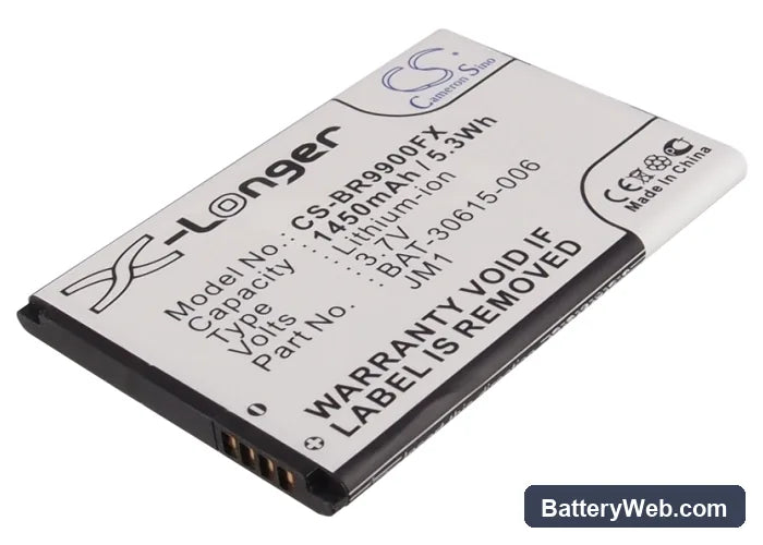 BlackBerry Bold Touch 9900 Replacement Battery, 3.7V, 1450mAh, Li-ion 1