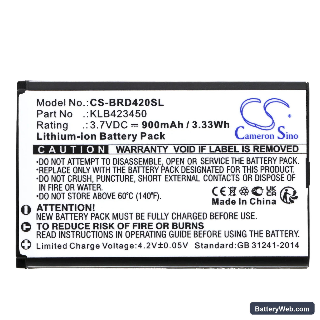 Brondi AMICO COMFORT Replacement Battery, 3.7V, 900mAh, Li-ion 3