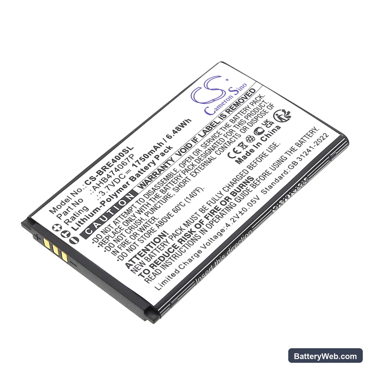 Brondi ENERGY 4G Replacement Battery, 3.7V, 1750mAh, Li-Polymer 1