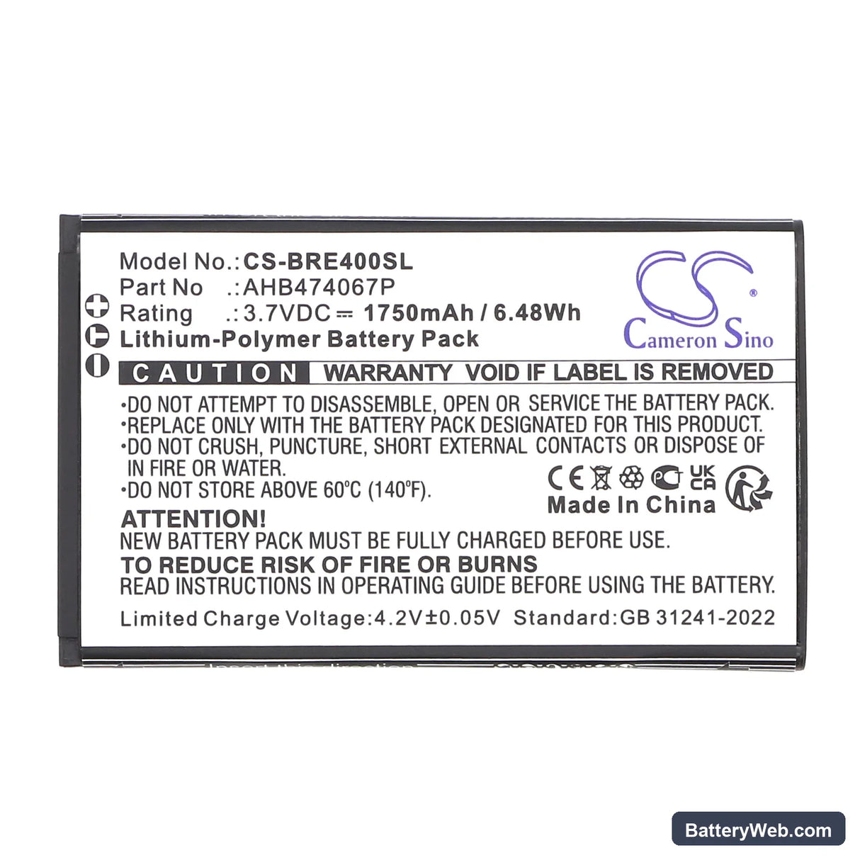 Brondi ENERGY 4G Replacement Battery, 3.7V, 1750mAh, Li-Polymer 3