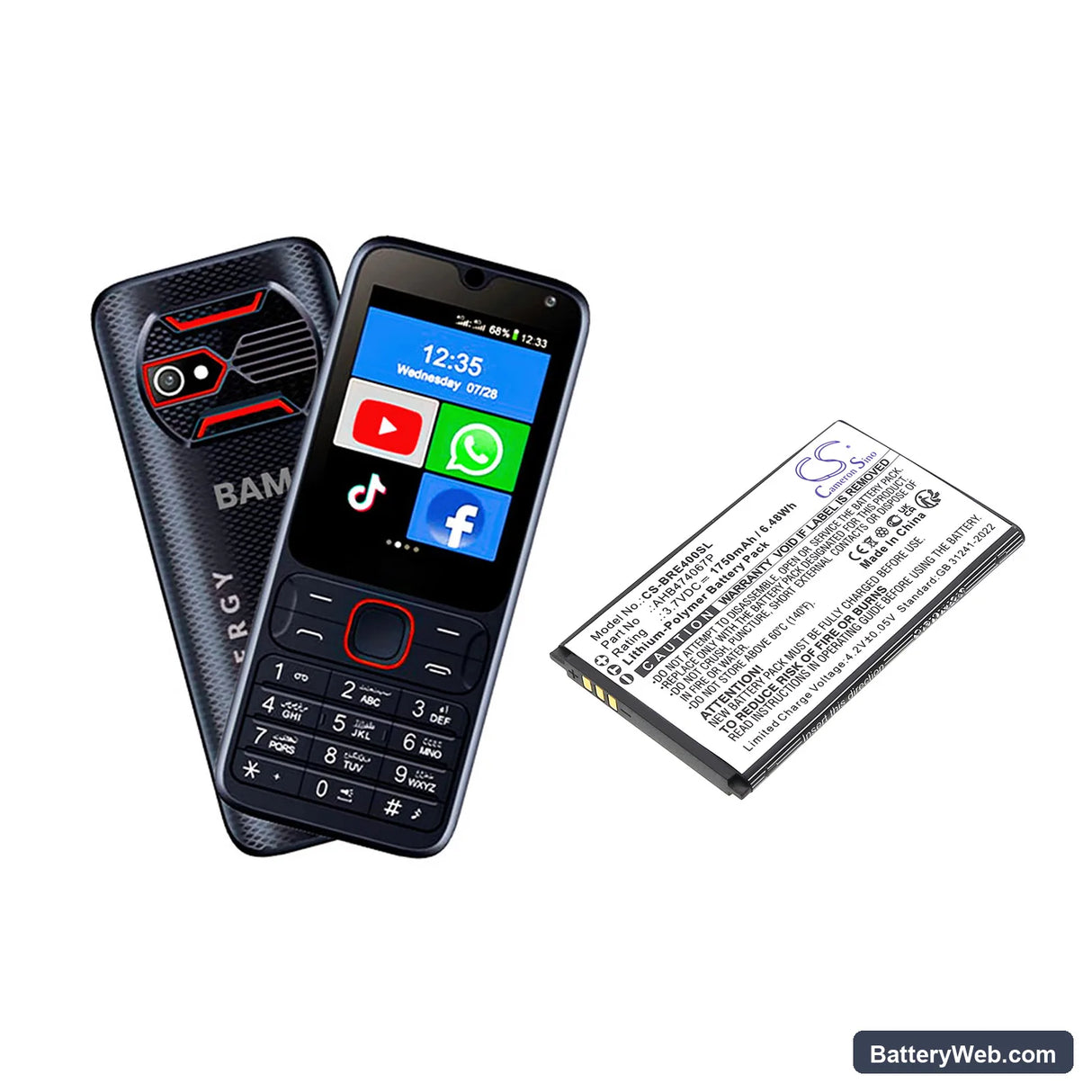 Brondi ENERGY 4G Replacement Battery, 3.7V, 1750mAh, Li-Polymer 4