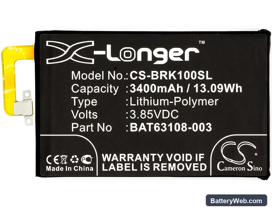BlackBerry KEYone Replacement Battery, 3.85V, 3400mAh, Li-Polymer 5