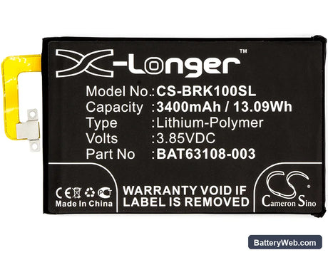 BlackBerry KEYone Replacement Battery, 3.85V, 3400mAh, Li-Polymer 5