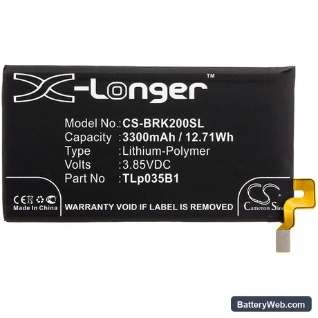BlackBerry KEY2 Replacement Battery, 3.85V, 3300mAh, Li-Polymer 3