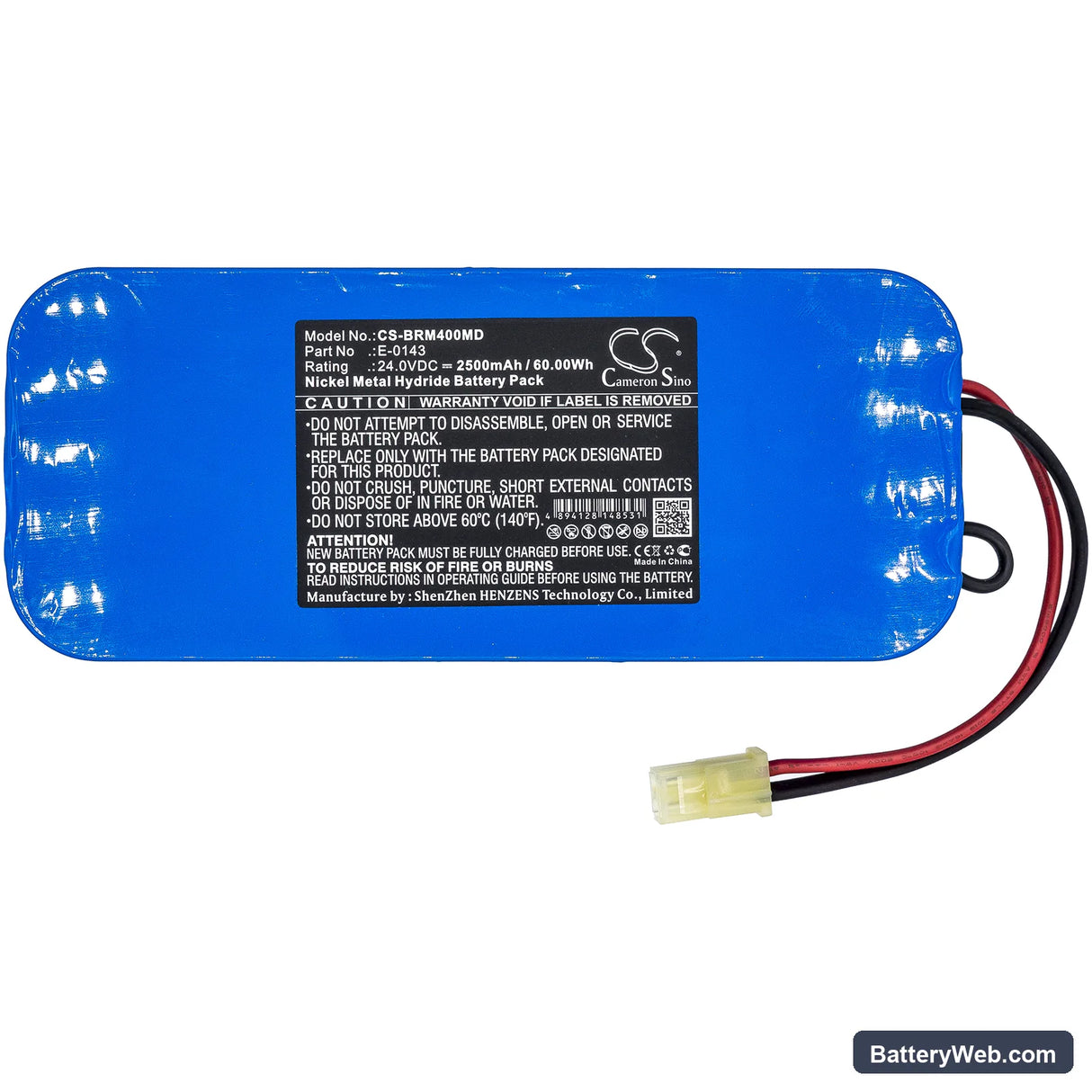 Burdick Medic 4 Defibrillator Replacement Battery, 24V, 2500mAh, Ni-MH 3