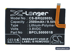 BlackBerry Classic Replacement Battery, 3.8V, 2500mAh, Li-Polymer 1