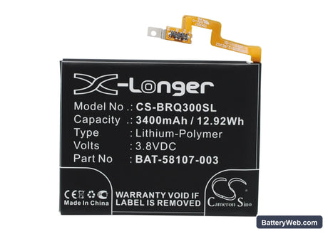 BlackBerry Q30 Replacement Battery, 3.8V, 3400mAh, Li-Polymer 1