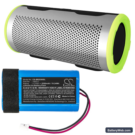 Braven Stryde 360 Replacement Battery, 3.7V, 5200mAh, Li-ion 6
