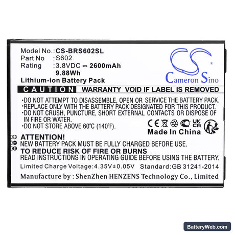 Brondi Amico Smartphone XL Replacement Battery, 3.8V, 2600mAh, Li-ion 3