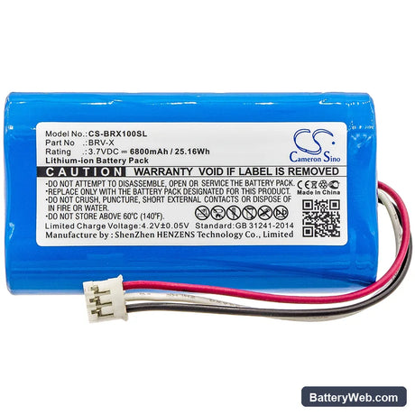 Braven BRV-X Replacement Battery, 3.7V, 6800mAh, Li-ion 3