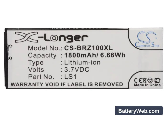 BlackBerry Z10 Replacement Battery, 3.7V, 1800mAh, Li-ion 5